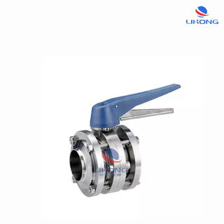 Sanitary three-piece butterfly valve